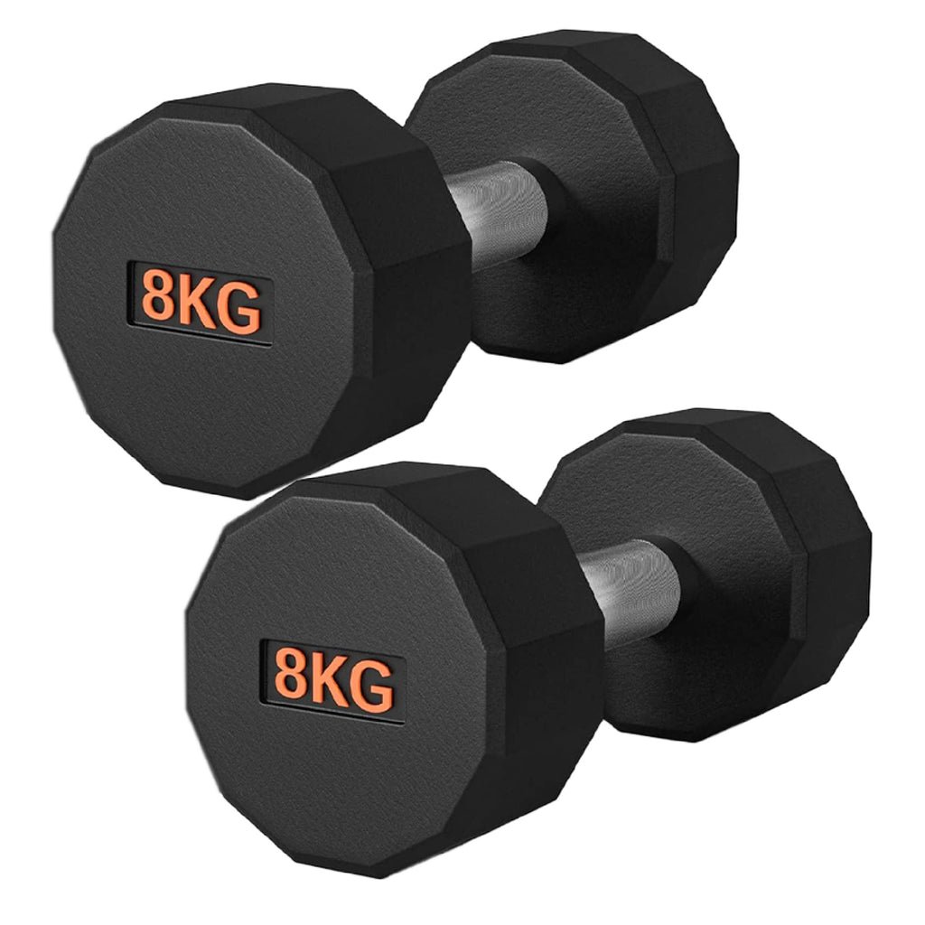 Round Hex Dumbbell Rubber-Coated with Non-Slip Handle