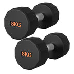 Round Hex Dumbbell Rubber-Coated with Non-Slip Handle