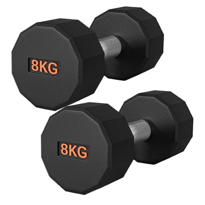 Round Hex Dumbbell – Rubber-Coated 12-Sided Free Weights | Single, Pair or Set | Non-Slip Steel Handle | Durable Sports Dumbbell for Home Gym Fitness