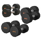 Round Hex Dumbbell Rubber-Coated with Non-Slip Handle