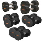 Round Hex Dumbbell Rubber-Coated with Non-Slip Handle