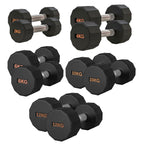 Round Hex Dumbbell Rubber-Coated with Non-Slip Handle