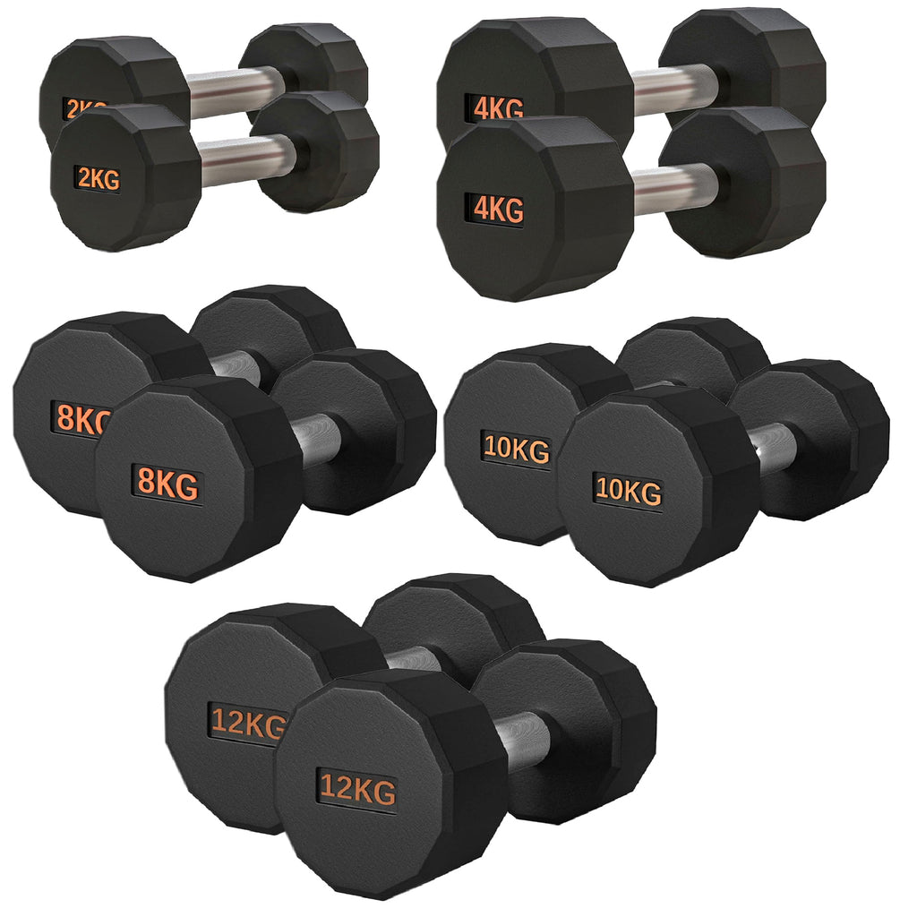 Round Hex Dumbbell Rubber-Coated with Non-Slip Handle