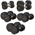 Round Hex Dumbbell Rubber-Coated with Non-Slip Handle