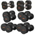 Round Hex Dumbbell Rubber-Coated with Non-Slip Handle