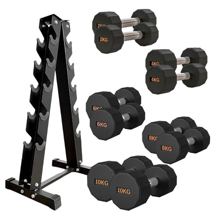 Round Hex Dumbbell – Rubber-Coated 12-Sided Free Weights | Single, Pair or Set | Non-Slip Steel Handle | Durable Sports Dumbbell for Home Gym Fitness
