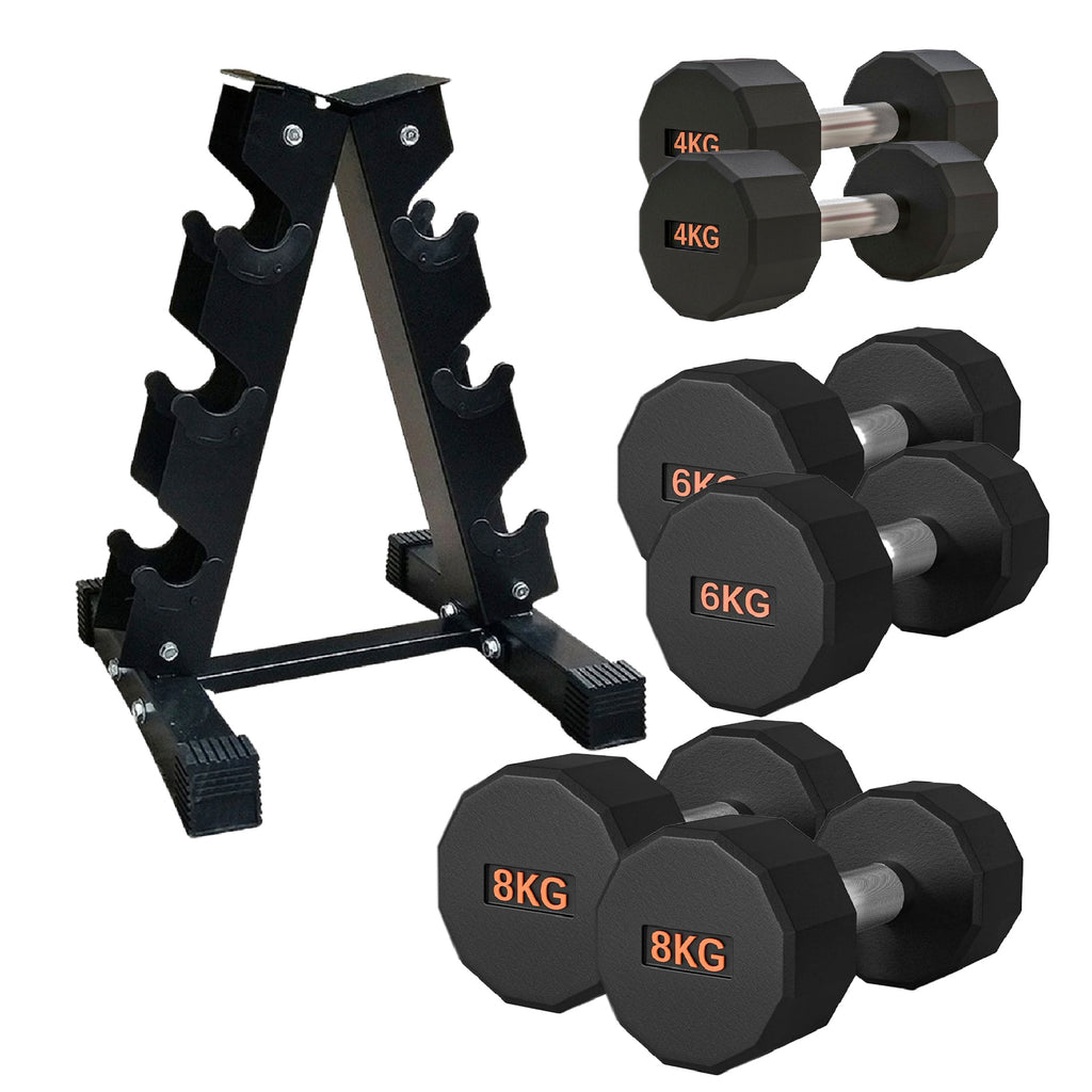 Round Hex Dumbbell Rubber-Coated with Non-Slip Handle