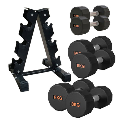 Round Hex Dumbbell – Rubber-Coated 12-Sided Free Weights | Single, Pair or Set | Non-Slip Steel Handle | Durable Sports Dumbbell for Home Gym Fitness