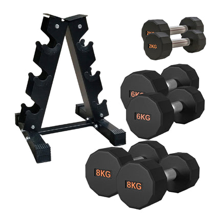 Round Hex Dumbbell – Rubber-Coated 12-Sided Free Weights | Single, Pair or Set | Non-Slip Steel Handle | Durable Sports Dumbbell for Home Gym Fitness