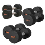 Round Hex Dumbbell Rubber-Coated with Non-Slip Handle