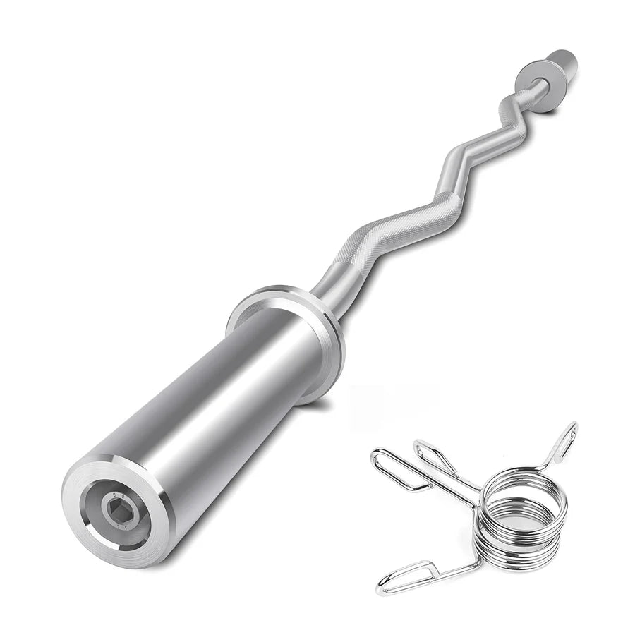 Metallic curl bar with attachments on a white background
