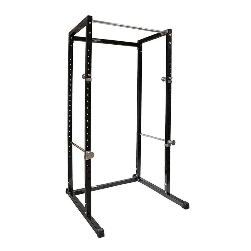 Black power rack on a white background