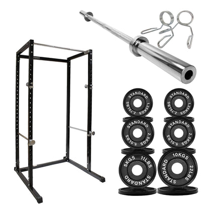 G100 Heavy-Duty Power Rack - Professional Strength Training Station with Integrated Pull-up Bar - Reinforced Steel Construction - Spacious Design for Compound Lifts - Customisable with Optional