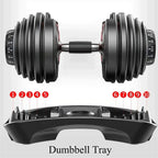 Adjustable dumbbell set with weight plates on a white background