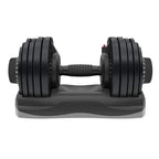 Pair of adjustable dumbbells on a white background