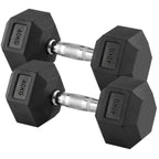 Pair of black hexagonal dumbbells with '40KG' marking on a white background