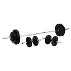 Barbell with weight plates on a white background