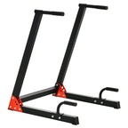 Black pull-up bar with red accents on a white background