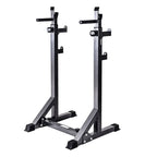 Black and silver weightlifting stand on a white background
