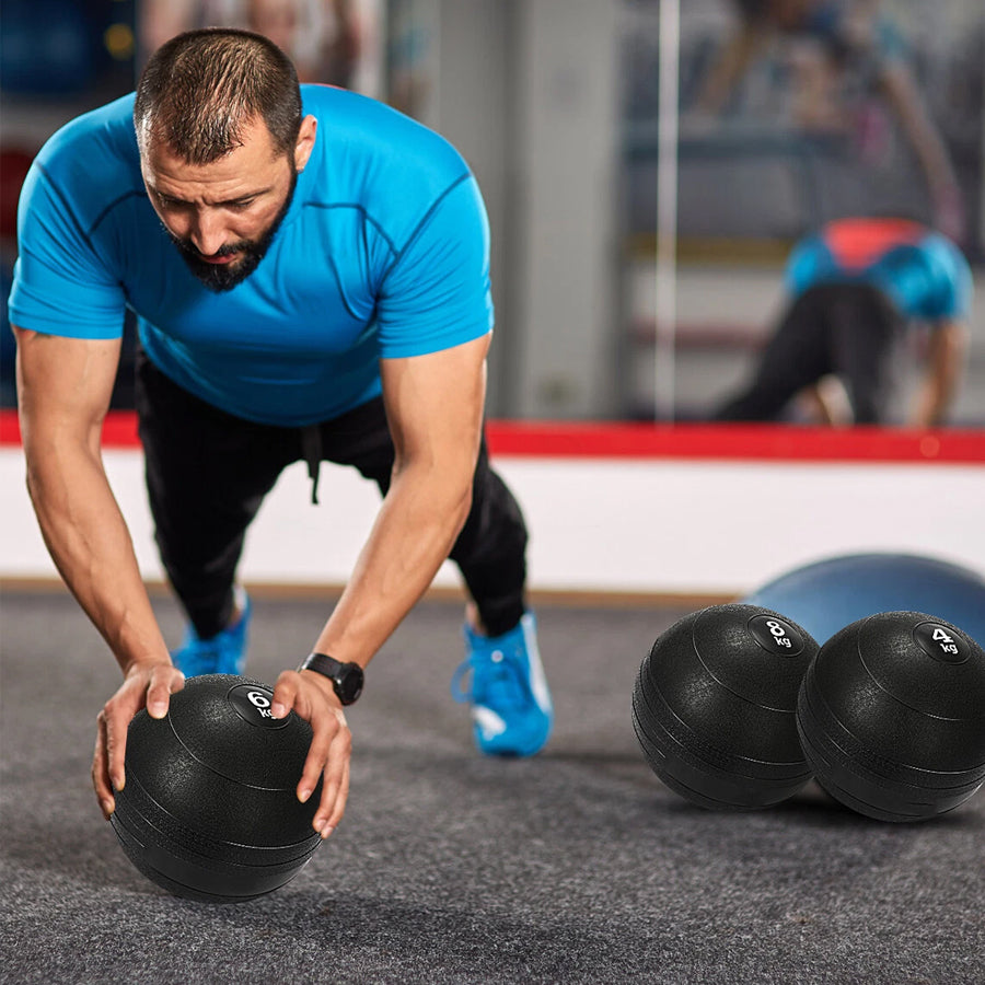 Heavy Duty Slam Balls for Strength Training - Professional Grade No-Bounce Medicine Balls - Textured Grip Rubber Weight Balls - Multiple Weight Options from