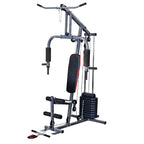 Home gym equipment with various attachments on a white background