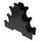 Black metal bracket with multiple hooks on a white background