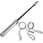 Barbell with weight attachments on a white background