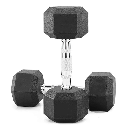 Premium Rubber-Coated Hex Dumbbells - Professional Grade Anti-Roll Design for Home and Commercial Strength Training 2.5kg-60kg