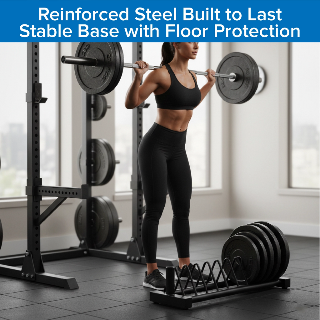 Horizontal Weight Plate Rack, Heavy-Duty Steel Olympic & Standard Plate Storage Holder
