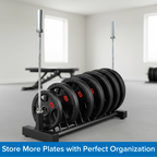 Horizontal Weight Plate Rack, Heavy-Duty Steel Olympic & Standard Plate Storage Holder