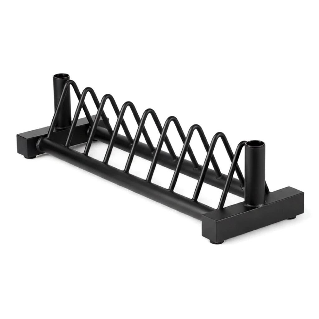 Black Weight Plate Storage Rack with White Background
