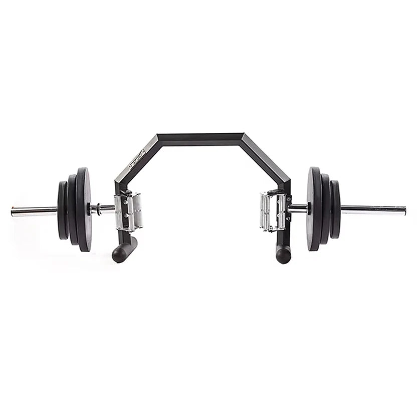 Barbell with weight plates on a white background