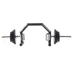 Barbell with weight plates on a white background