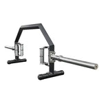 Gym machine with a bar and weights on a white background