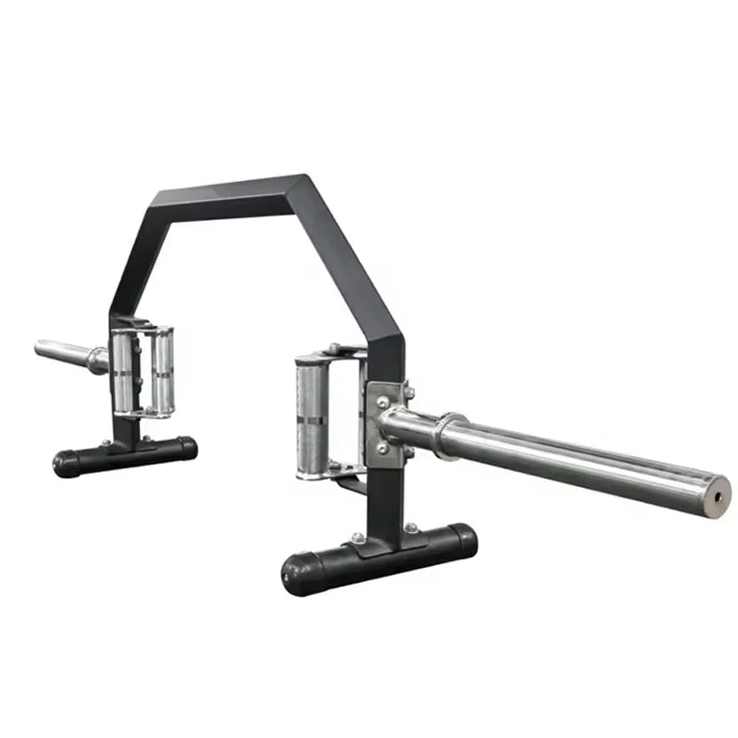 Gym machine with a bar and weights on a white background