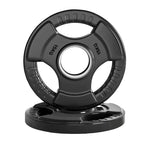 Black weight plate with '15KG' marking on a white background