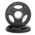 Black weight plate with '20kg' marking on a white background