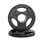 Black weight plate with '5KG' marking on a white background