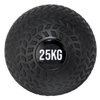 Black exercise ball with '25KG' marking on a white background