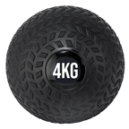 A black treaded slam ball with a textured grip and the weight '4KG' displayed on it.