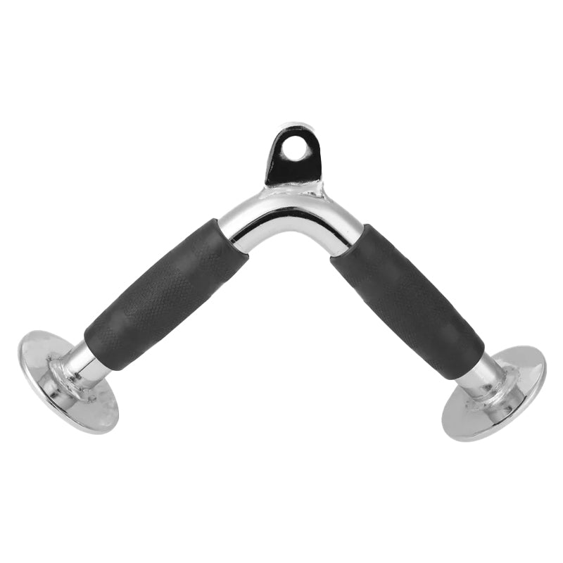 Pair of hand grips with black foam padding on a white background