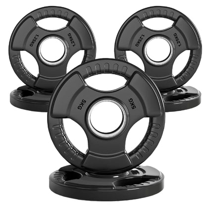 Premium Tri-Grip Olympic Weight Plate - Professional Fitness Equipment for Home and Commercial Gyms - Heavy-Duty Training Gear for Strength and Conditioning - High-Quality Exercise Accessories