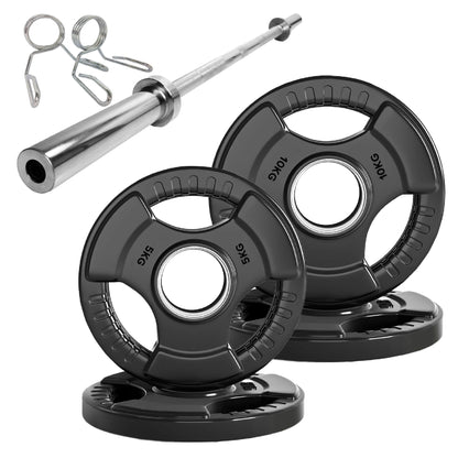 Premium Tri-Grip Olympic Weight Plate - Professional Fitness Equipment for Home and Commercial Gyms - Heavy-Duty Training Gear for Strength and Conditioning - High-Quality Exercise Accessories