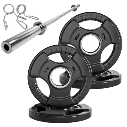 Premium Tri-Grip Olympic Weight Plate - Professional Fitness Equipment for Home and Commercial Gyms - Heavy-Duty Training Gear for Strength and Conditioning - High-Quality Exercise Accessories