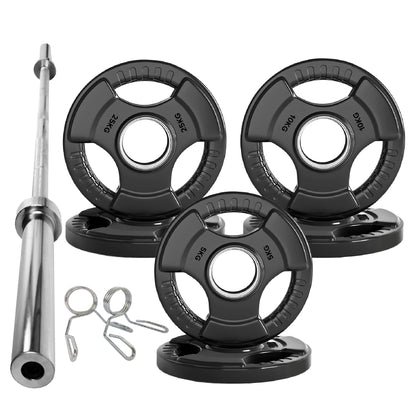Premium Tri-Grip Olympic Weight Plate - Professional Fitness Equipment for Home and Commercial Gyms - Heavy-Duty Training Gear for Strength and Conditioning - High-Quality Exercise Accessories