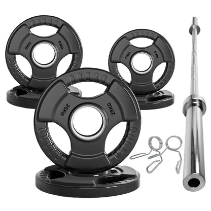 Premium Tri-Grip Olympic Weight Plate - Professional Fitness Equipment for Home and Commercial Gyms - Heavy-Duty Training Gear for Strength and Conditioning - High-Quality Exercise Accessories