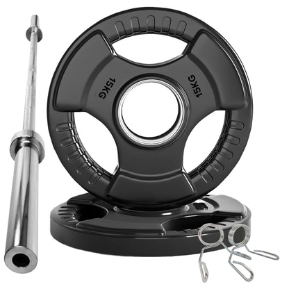 Premium Tri-Grip Olympic Weight Plate - Professional Fitness Equipment for Home and Commercial Gyms - Heavy-Duty Training Gear for Strength and Conditioning - High-Quality Exercise Accessories