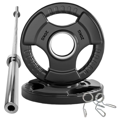 Premium Tri-Grip Olympic Weight Plate - Professional Fitness Equipment for Home and Commercial Gyms - Heavy-Duty Training Gear for Strength and Conditioning - High-Quality Exercise Accessories