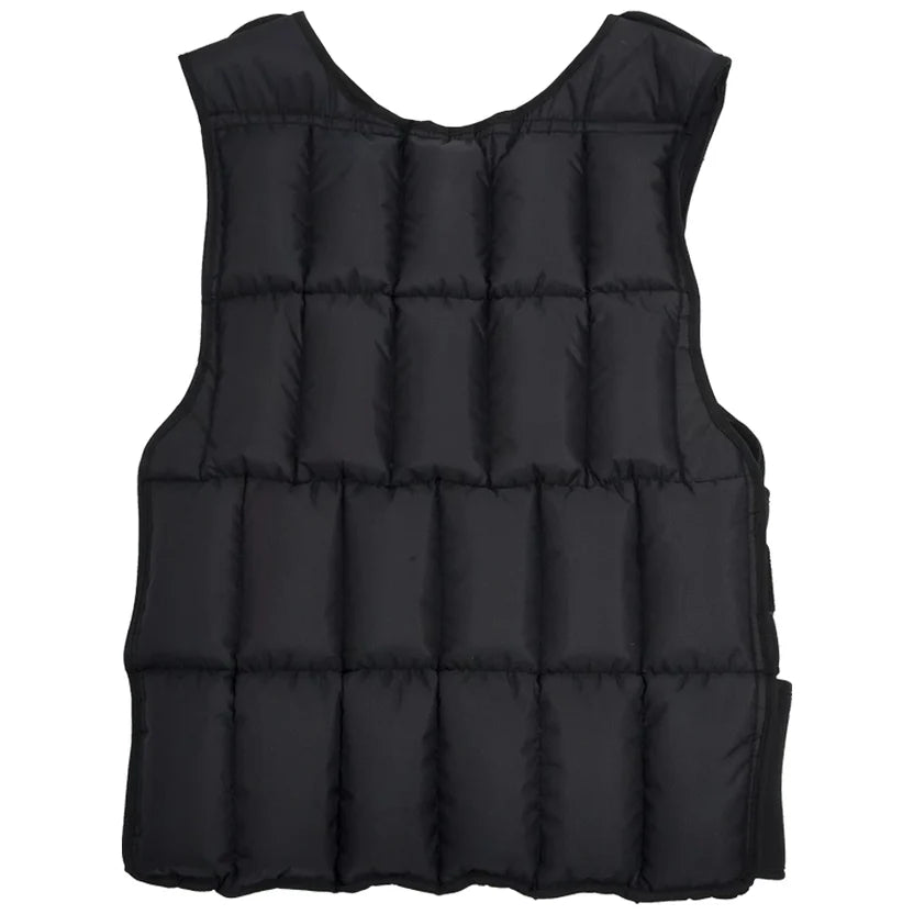 Black weighted vest on a white background