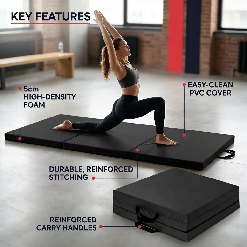 Tri Fold Gym Mat with 5cm Thick Foam